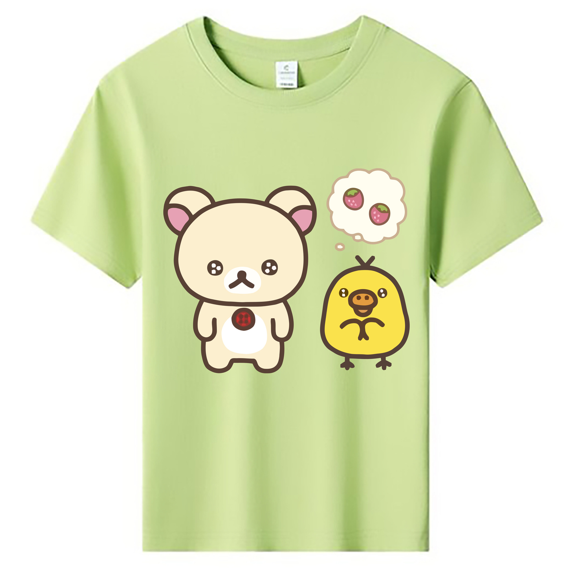 （画像用） リラックマ リラックマ キイロイトリ Rilakkuma Korilakkuma Kiiroitori 綿100％キッズTシャツ（フロントプリント）